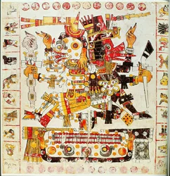 Facsimile Copy of a Page of the Borgia Codex Depicting Death and Life Gods Placed Side by Side